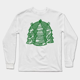 Spruce fir trees in green ink Long Sleeve T-Shirt